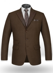 Empire Nail Head Brown Wool Jacket With Leather Lapel