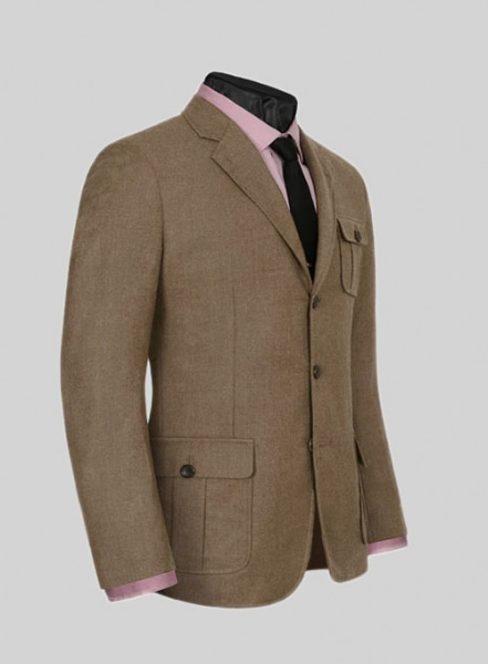 Mid Brown Flannel Wool Danish Style Sports Coat