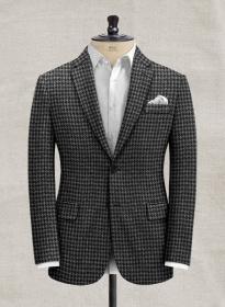 Italian Gray Houndstooth Tweed Jacket