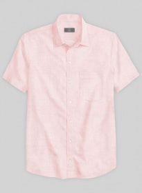 Dublin Baby Pink Linen Shirt - Half Sleeves