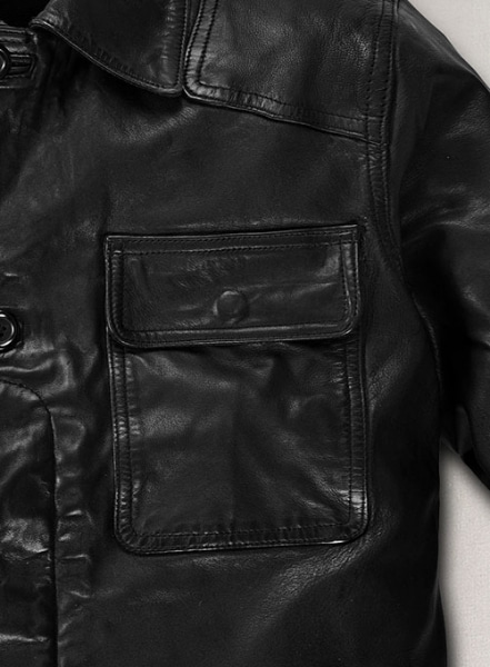 Soft Rich Black Washed & Wax Jackie Chan Leather Jacket