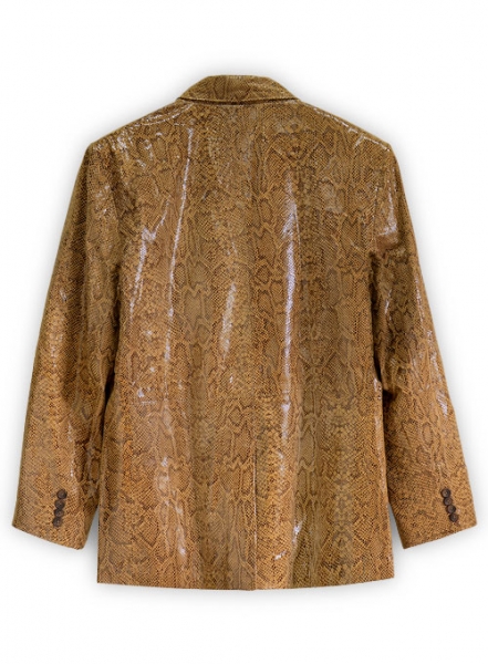 Shiny Brown Python Leather Blazer - 44 Regular