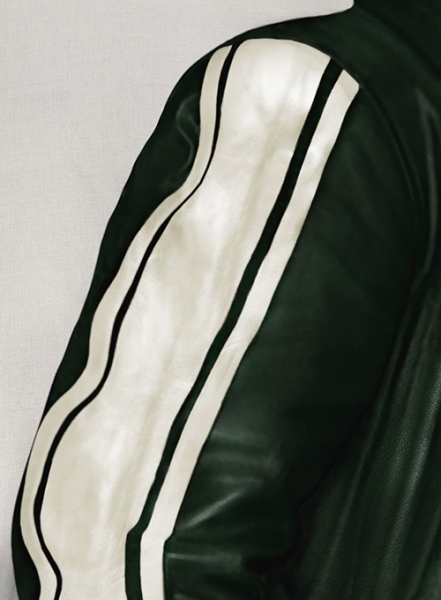 Vintage Green Robert Pattinson Leather Jacket #2