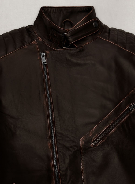 Rubbed Brown David Leather Jacket