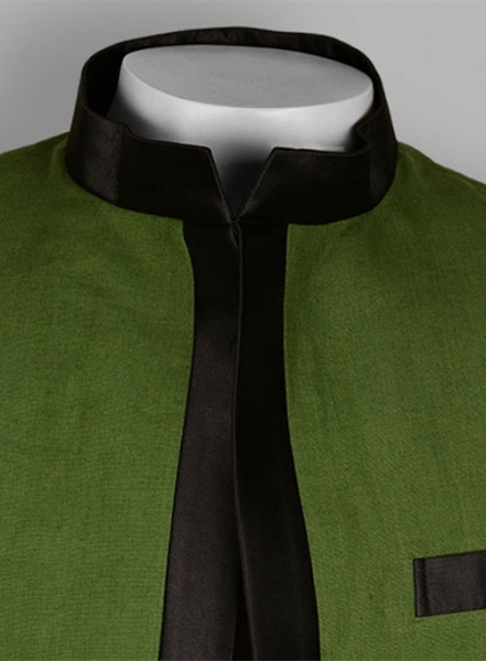 Pure Zod Green Linen Nehru Tuxedo Jacket