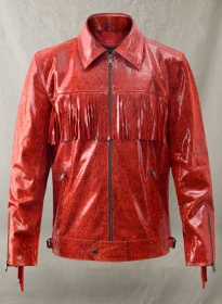 Shiny Red Python Leather Jacket #889