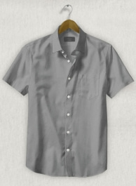 Gray Stretch Twill Shirt - Half Sleeves