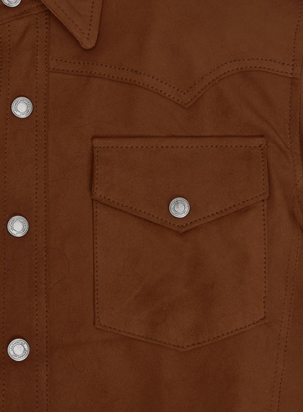 Light Weight Unlined Brown Leather Shirt