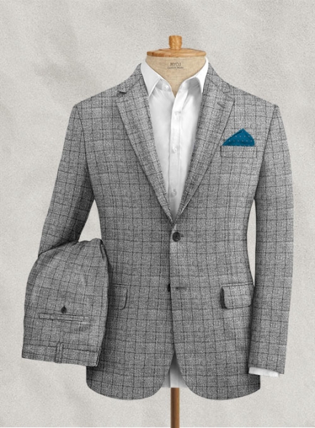 Italian Linen Haze Gray Checks Suit