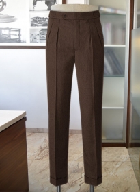 Brown Highland Flannel Wool Trousers