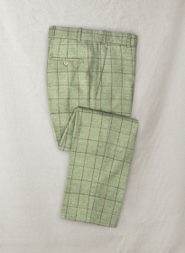 Italian Adiano Green Checks Tweed Pants