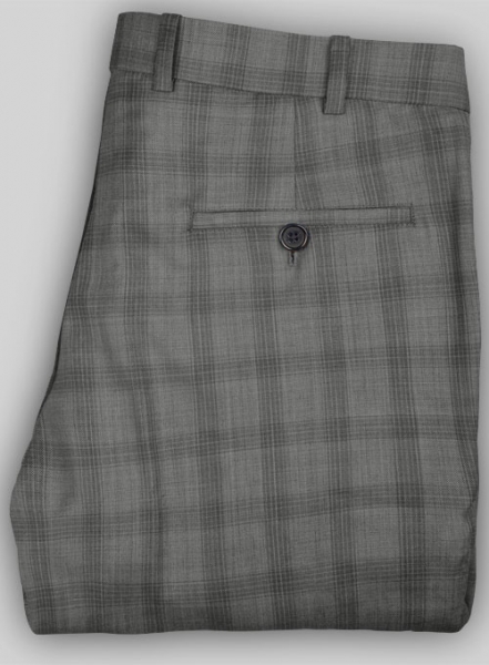 Napolean Metro Lt Gray Checks Wool Pants