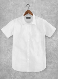 Italian Cotton Dobby Roceta White Shirt - Half Sleeves