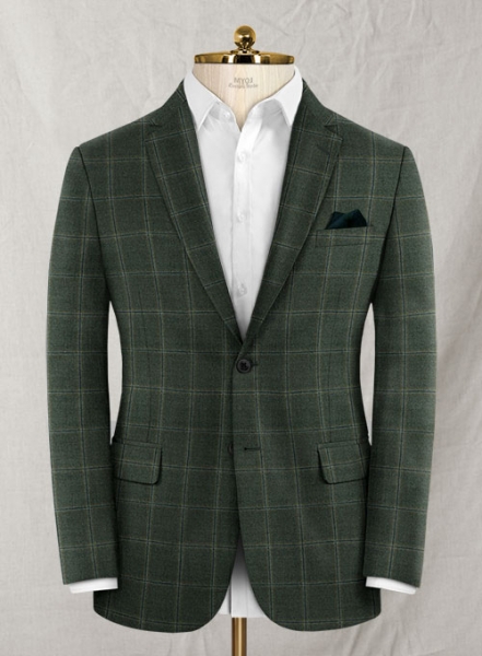 Reda Amazon Green Checks Wool Jacket