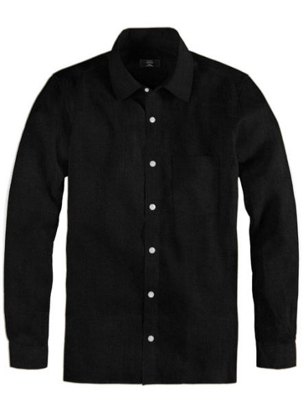 Black cotton linen Shirt - Full Sleeves