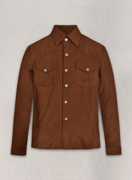 Light Weight Unlined Brown Leather Shirt