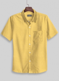 Yellow Stretch Twill Shirt - Half Sleeves