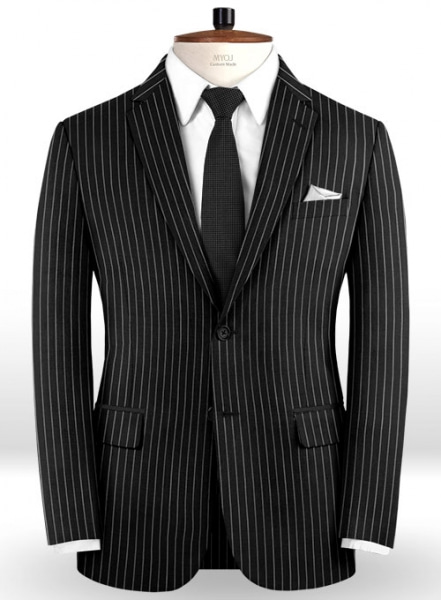 Napolean Black Stripe Wool Suit