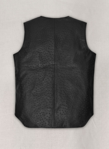 Black Ostrich Leather Vest # 335