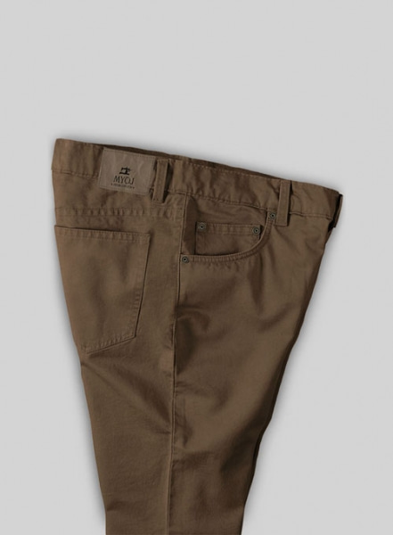 Kids Brown Feather Cotton Canvas Stretch Jeans