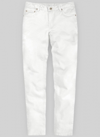 White Feather Cotton Canvas Stretch Jeans