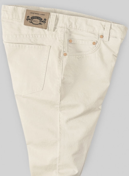 Light Beige Feather Cotton Canvas Stretch Jeans