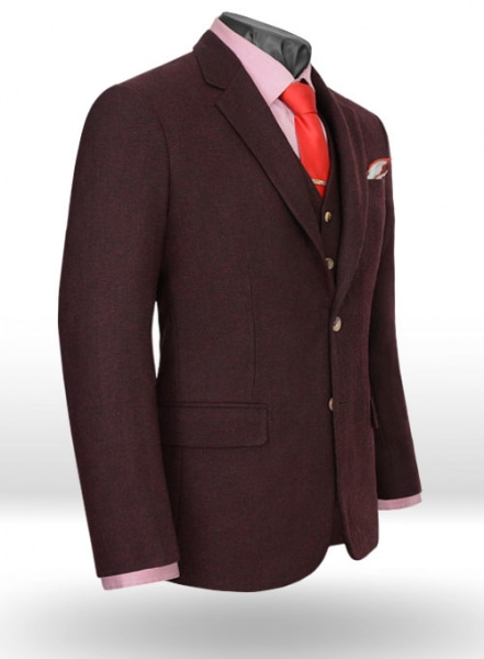 Light Weight Dark Maroon Tweed Suit