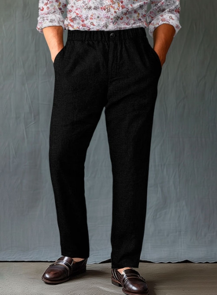 Easy Pants Pure Black Linen