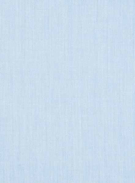 Italian Fine Herringbone Blue Shirt - Half Sleeves