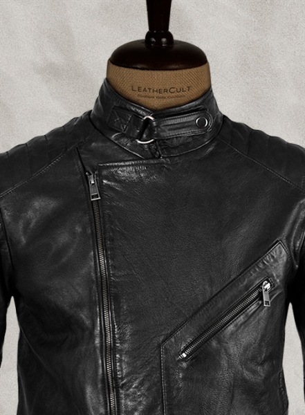 Thick Goat Black Washed & Wax David Leather Jacket