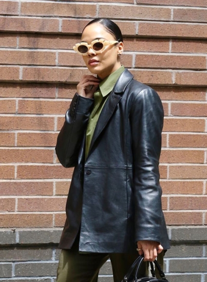 Tessa Thompson Leather Blazer