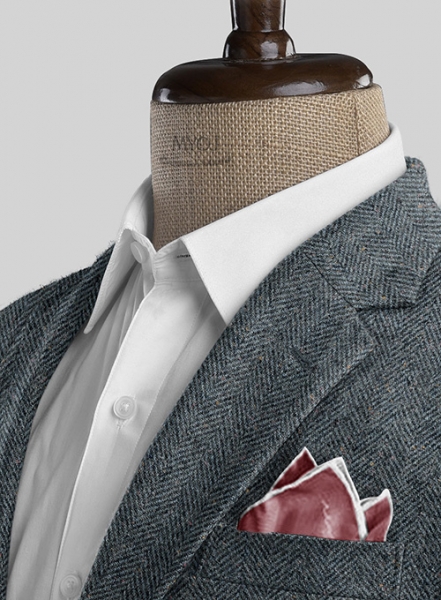 Mid Blue Herringbone Flecks Donegal Tweed Suit