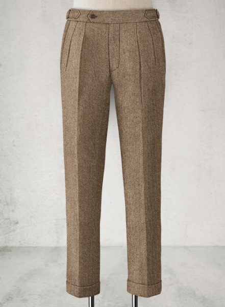 Irish Brown Herringbone Highland Tweed Trousers