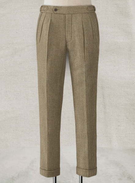 Light Weight Melange Brown Highland Tweed Trousers