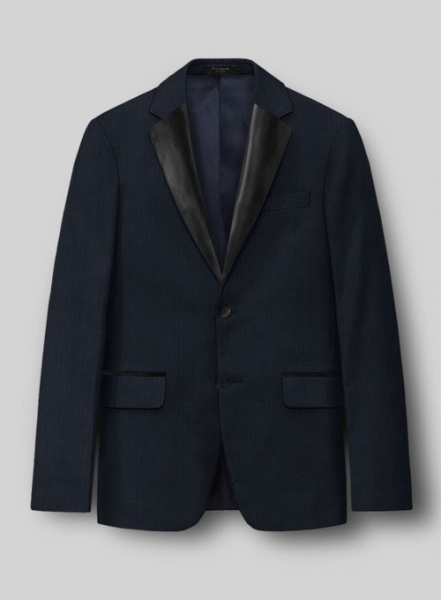 Napolean Navy Herringbone Wool Tuxedo Suit