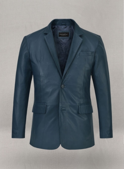 Soft Winsor Blue Leather Blazer