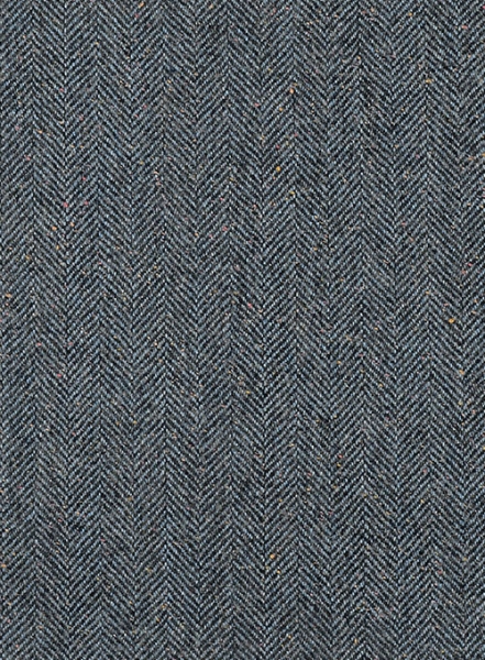 Mid Blue Herringbone Flecks Donegal Tweed Pants