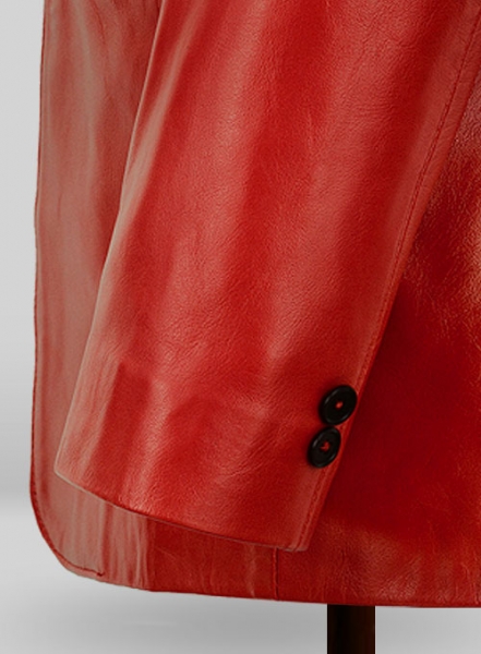 Red Hampton Leather Blazer