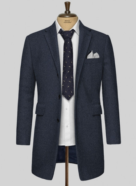 Blue Heavy Tweed Overcoat