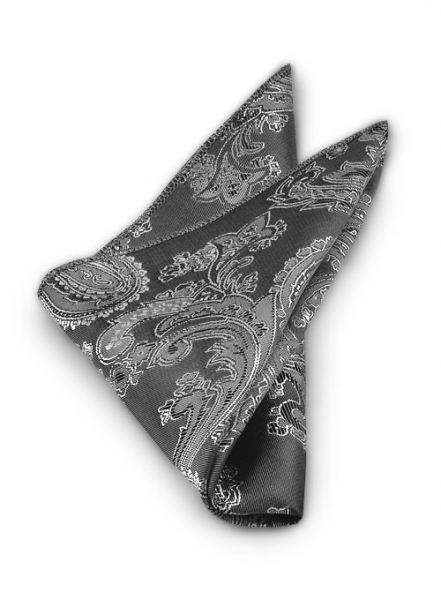 Paisley Pocket Square - Silver