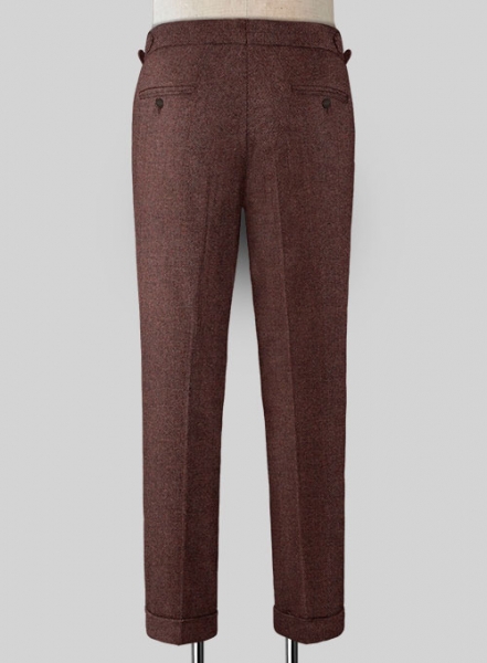 Royal Wine Herringbone Highland Tweed Trousers