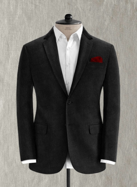 Black Stretch Corduroy Suit