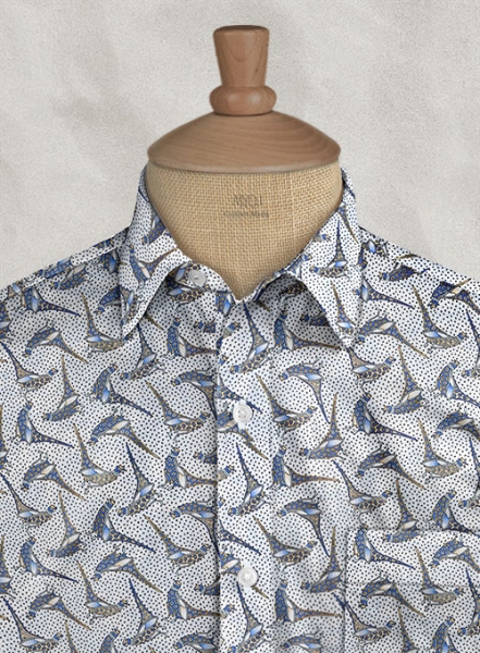 Italian Birds Cotton Shirt - Half Sleeves