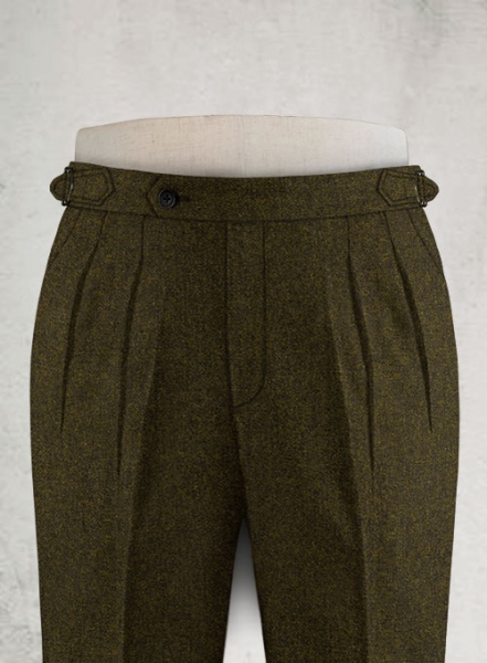 Light Weight Melange Green Highland Tweed Trousers
