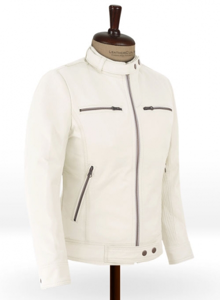 Yara Tailored Off White Leather Jacket at Leaf Boutique