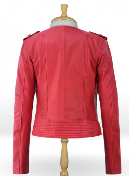 Soft Raspberry Red Leather Jacket # 220