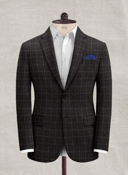 Italian Rimini Dark Gray Checks Tweed Jacket