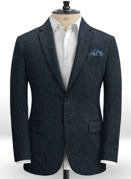 Harris Tweed Dark Blue Herringbone Jacket
