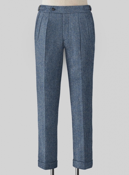 Classic Blue Denim Highland Tweed Trousers