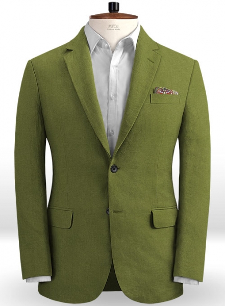 Safari Nut Green Cotton Linen Suit